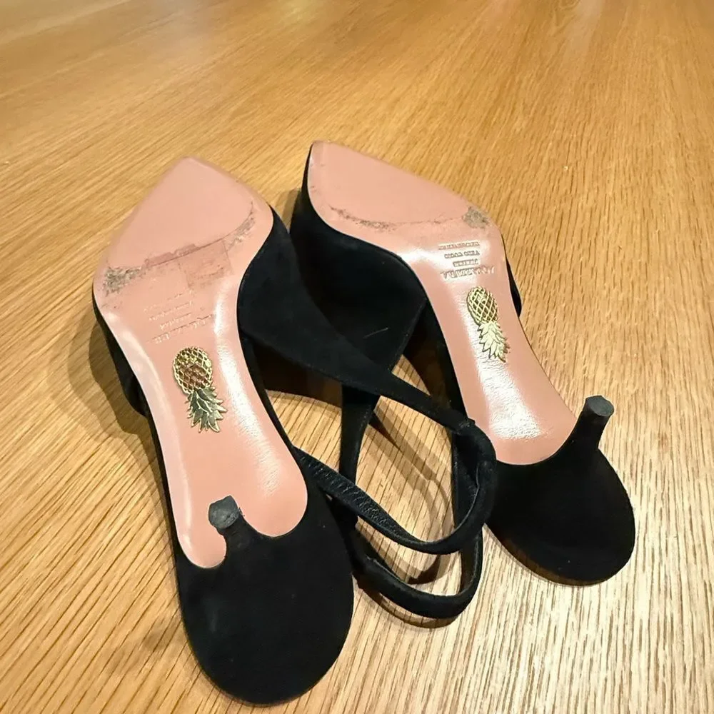 Aquazzura Love Me 45 Suede & Vinyl Slingback Pump - Picture 2 of 9